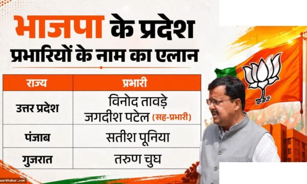 भाजपा ने तीन राज्यों के प्रभारियों की घोषणा की